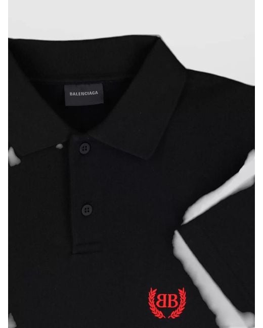 Balenciaga Black Polo Shirt Short Sleeves Straight Fit Design for men
