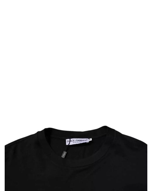 Dolce & Gabbana Black Cotton Logo-Print Crew-Neck T-Shirt for men