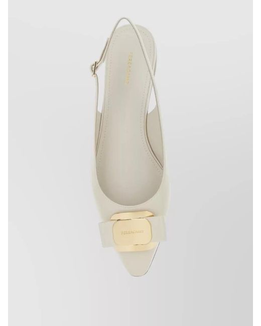 Ferragamo Natural Leather Slingback Pumps