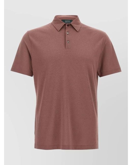 Zanone Pink Ice Cotton Polo Shirt Short Sleeves for men