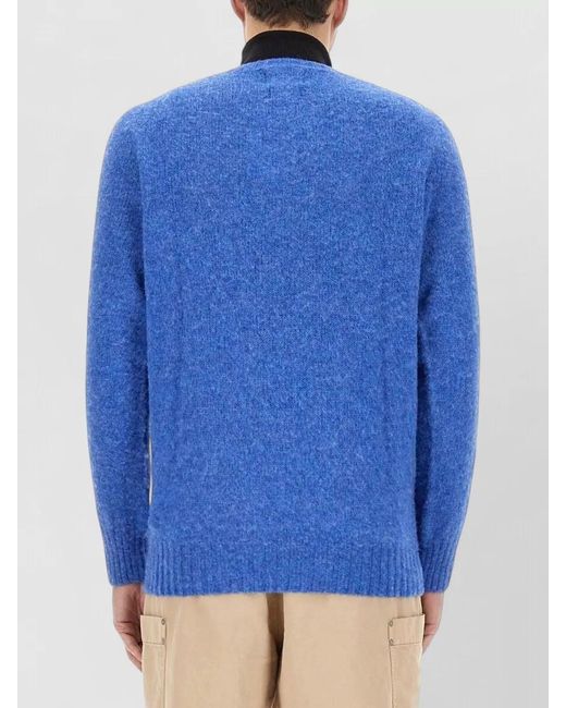 Howlin' By Morrison Blue Wool Crew Neck Knit Long Sleeve Sweater for men
