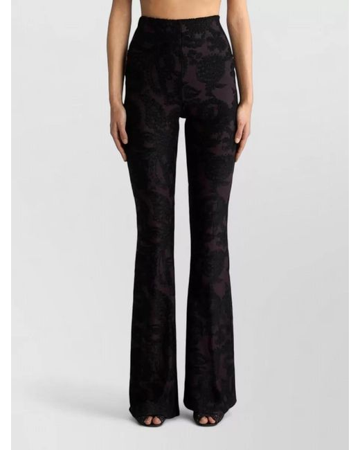 Etro Blue High-Rise Flared Paisley-Jacquard Trousers