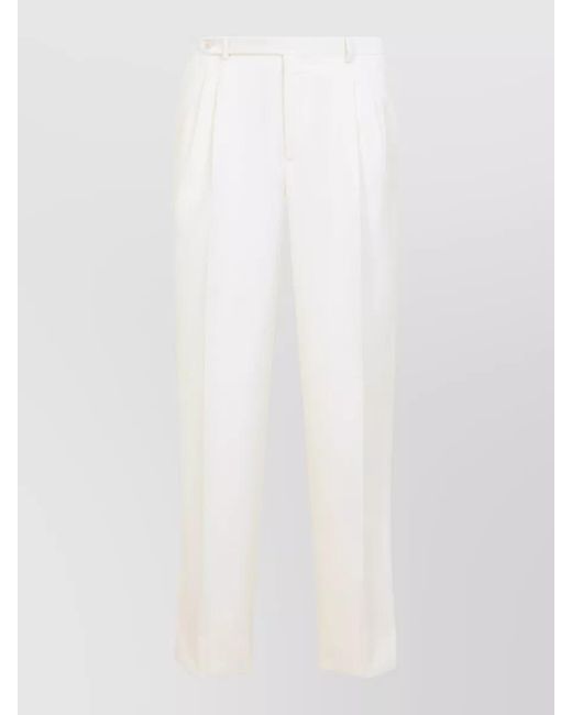 Brioni White Wool Mid-Rise Straight-Leg Tailored Trousers for men