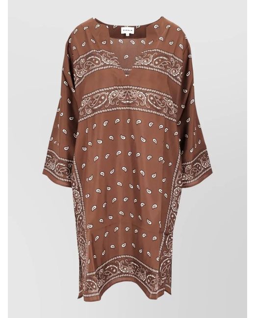 P.A.R.O.S.H. Brown Bandana Print V-Neck Dress