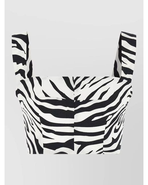 Dolce & Gabbana Metallic Zebra Print Sleeveless Top Square Neckline