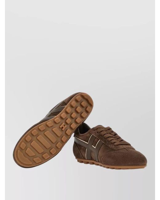 Hogan Brown H693 Leather Lace Up Sneakers