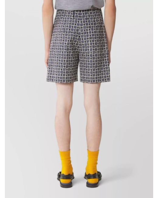 Lanvin Black Pleated Front Shorts Geometric Pattern for men