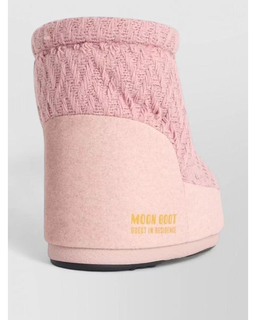 Moon Boot Pink Icon Low Knit Ankle Boots Platform