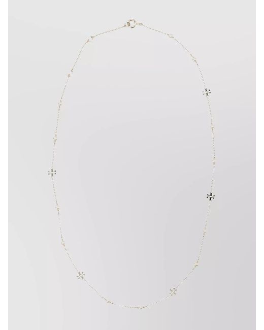 Tory Burch White Dainty Kira Pearl Necklace