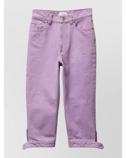 Versace Purple Straight Trousers Back Pockets Belt Loops