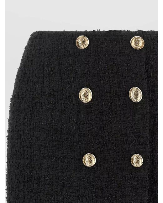 Balmain Black Embossed Button Detail Mini Skirt