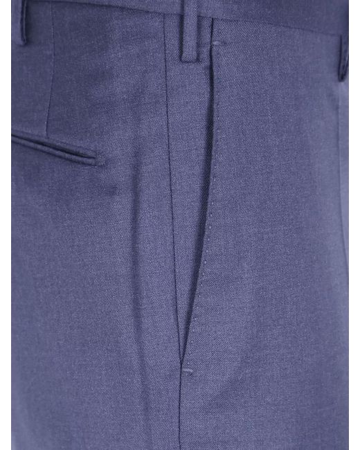Incotex Blue Regular Chino Trousers Slim Cut Belt Loops for men