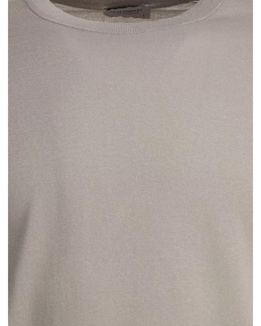 John Smedley Gray Short Sleeves With Ribbed Neckline And Hem for men