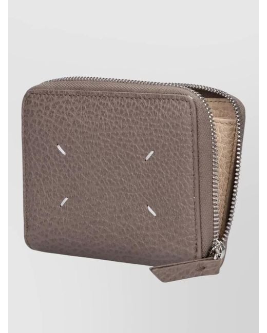 Maison Margiela Brown Textured Finish Leather Wallets And Cardholders