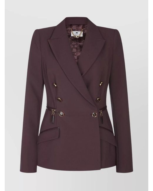 Elisabetta Franchi Purple Double-Breasted Blazer