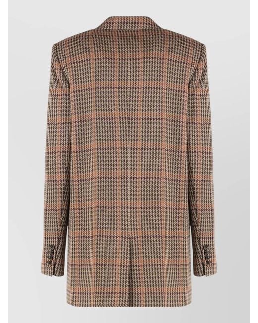 Max Mara Brown Wool Cotton Prince Of Wales Blazer
