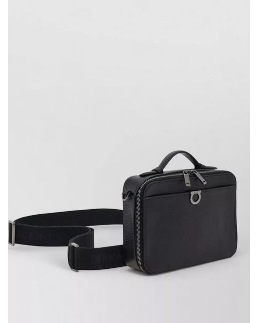 Ferragamo Blue Pebbled Leather Crossbody Bag for men