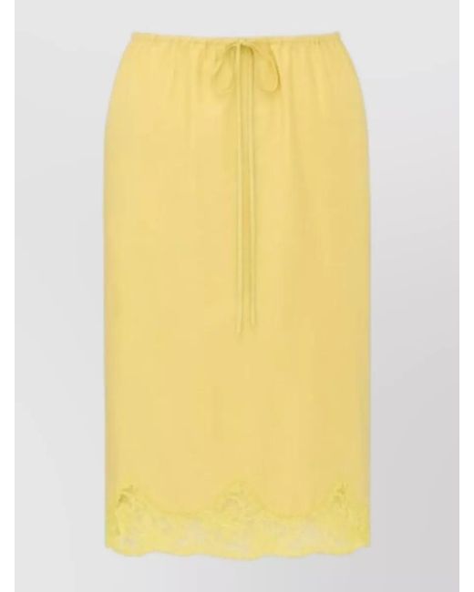 Saint Laurent Yellow Cotton Pareo Skirt Drawstring Waist Lace
