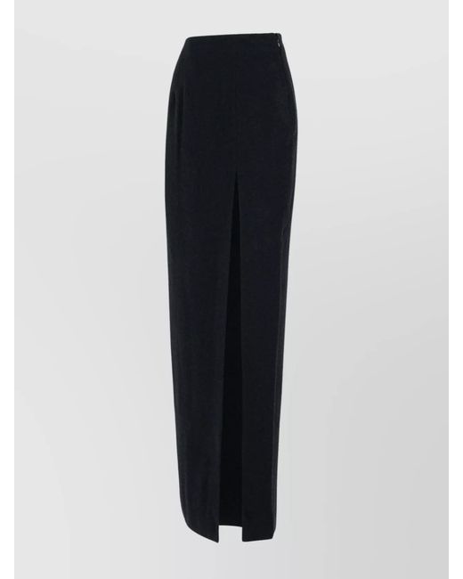 Alessandra Rich Black Virgin Wool High-Waisted Maxi Skirt