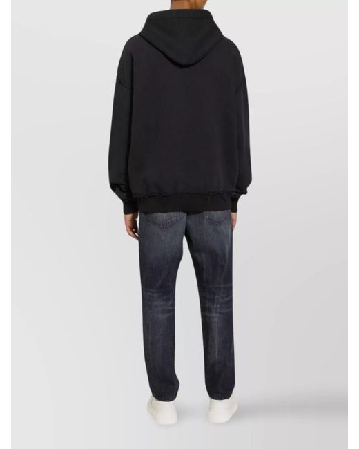 Dolce & Gabbana Black Cotton Relaxed-Fit Logo Hoodie for men
