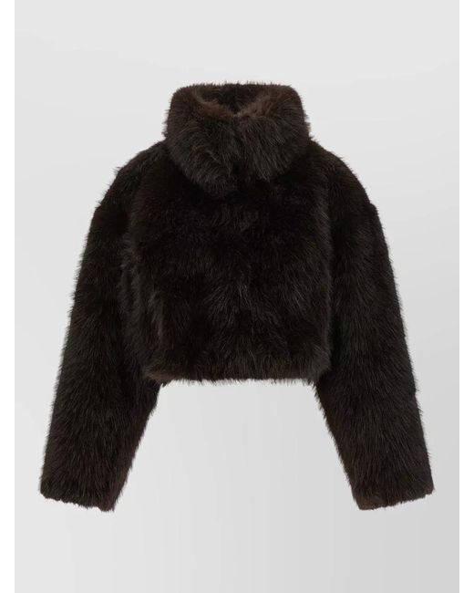 ROTATE BIRGER CHRISTENSEN Black Short Faux Fur Jacket