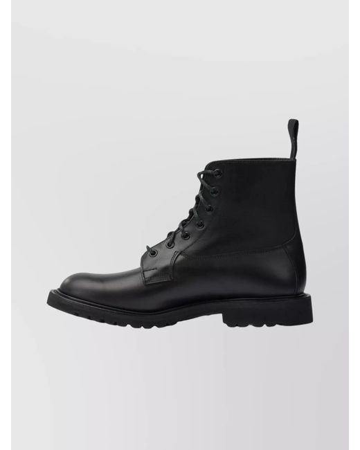 Tricker's Black Leather Burford Ankle Boots for men