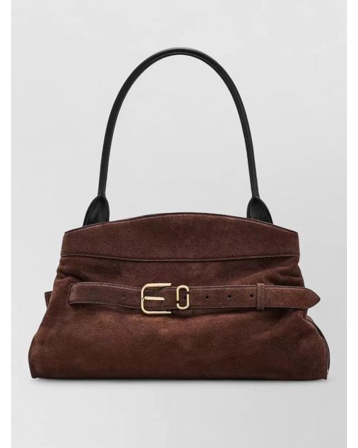 Marc Jacobs Brown Shoulder Bag Buckle Detail Suede Handle