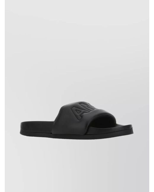 Ambush Black Leather Quilted Slippers for men