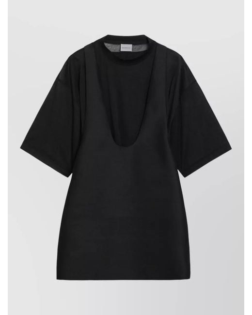 Balenciaga Black Loose Fit Scoop Neck Short Sleeve Top