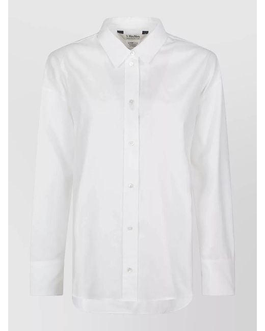 Max Mara White Adele Straight Shirt Long Sleeves Buttoned Cuffs