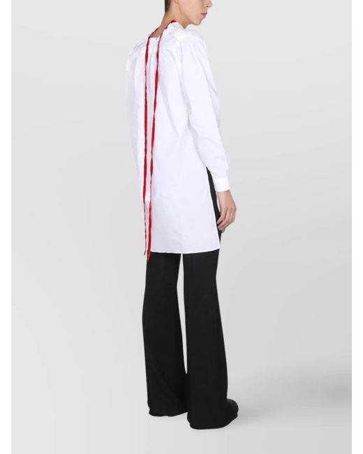 Raf Simons White Cotton V-Neck Shirt