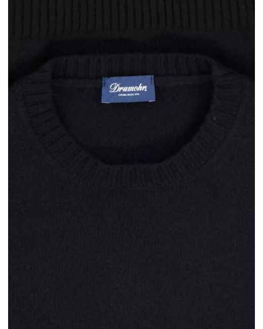 Drumohr Blue Cashmere Crewneck Jumper for men