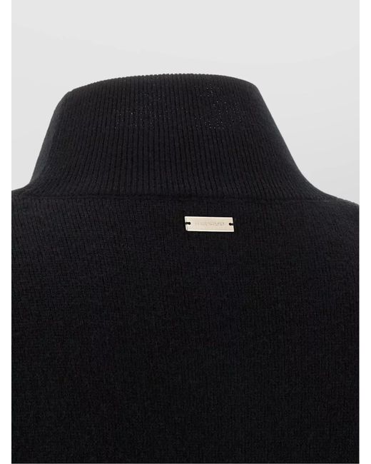Ferragamo Blue Cashmere Virgin Wool Floral Appliqué Mock Neck Jumper