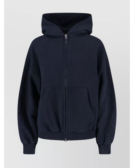 Balenciaga Blue Cotton Hooded Zip-Up Sweatshirt