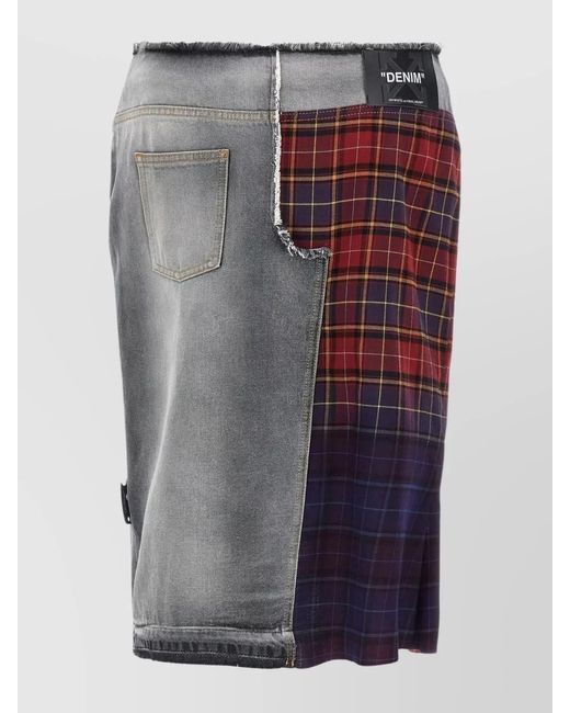Off-White c/o Virgil Abloh Gray Cotton Asymmetric Patchwork Skirt