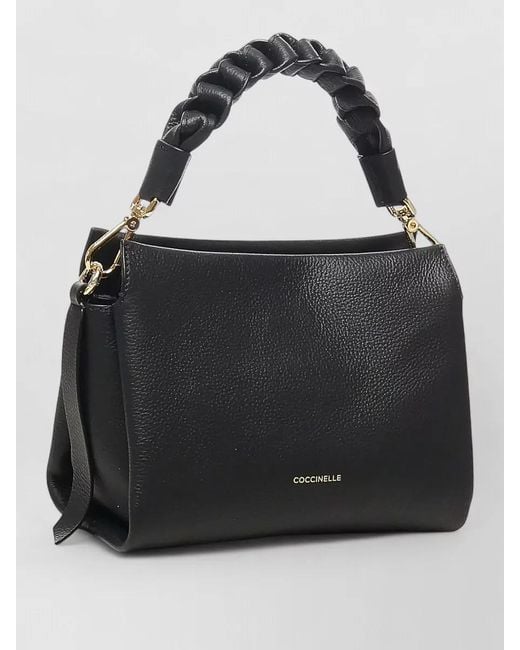 Coccinelle Black Shoulder Bag Adjustable Strap Braided Handle