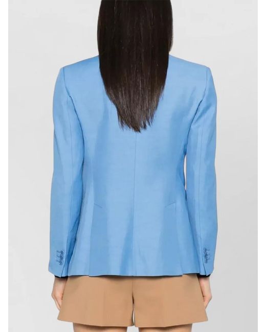 P.A.R.O.S.H. Blue Single Breasted Jacket Notch Lapels Pockets