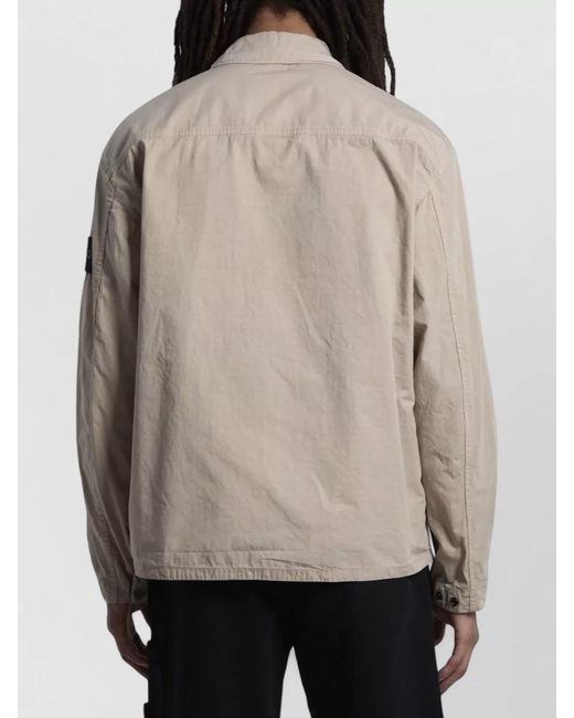 Stone Island Natural Ripstop Cotton Shirt Jacket Button Pockets for men