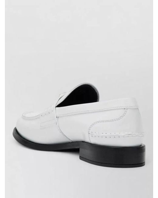 Prada White Loafers Round Toe Stitched Detailing Design