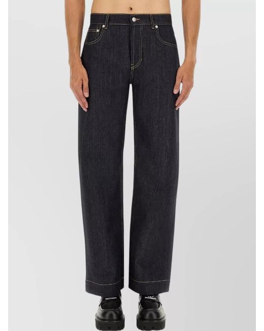 McQueen Blue Wide Leg Jeans for men