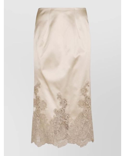 Ermanno Scervino Natural Silk Knee-Length Pencil Skirt