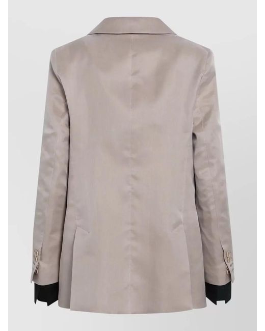 Max Mara Natural Tailored Jacket Buttoned Cuffs Satin Lapels