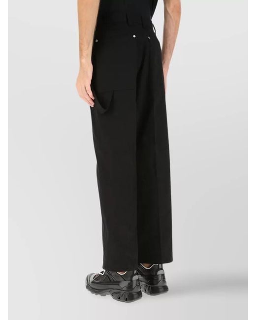 Burberry Black Cotton Wide-Leg Trousers for men