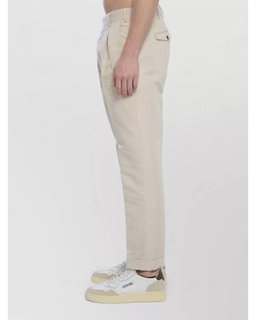 PT Torino Natural Linen Straight-Leg Mid-Rise Tailored Trousers for men
