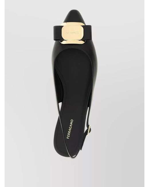 Ferragamo Metallic Zelmy Slingback Pumps Pointed Toe Bow