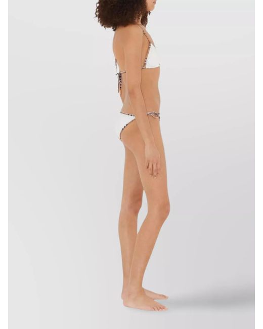 Burberry White Check Trim Triangle Bikini Set