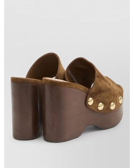 Gianvito Rossi Brown Leather Studded Wedge Sandals