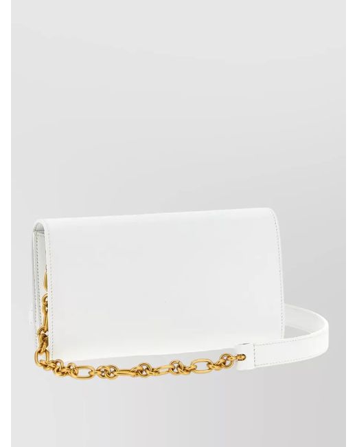 Balmain White Leather Chain Wallet