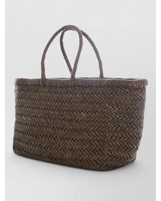 Dragon Diffusion Brown Beach Shopper Bag Woven Design Dual Handles