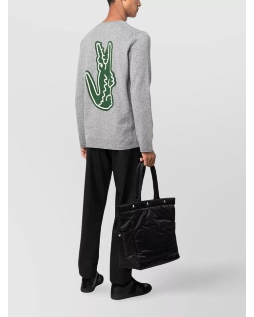 Comme des Garçons Gray Intarsia-Knit Logo Wool Jumper for men